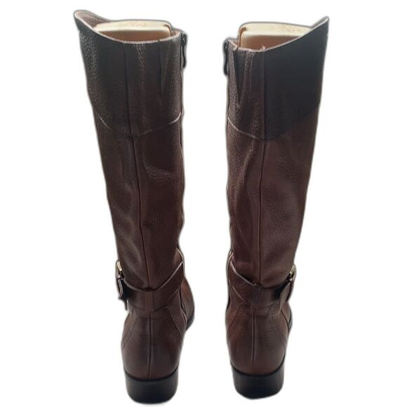 Lands' End Tall Boots Size Cognac Brown Pebbled Leather Riding Zip Size 7.5 Work - Picture 5 of 10